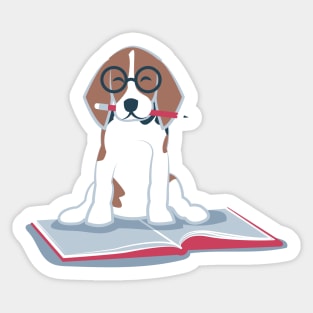 Life is better with books and a friend // spot illustration 01 // blue and red Sticker
